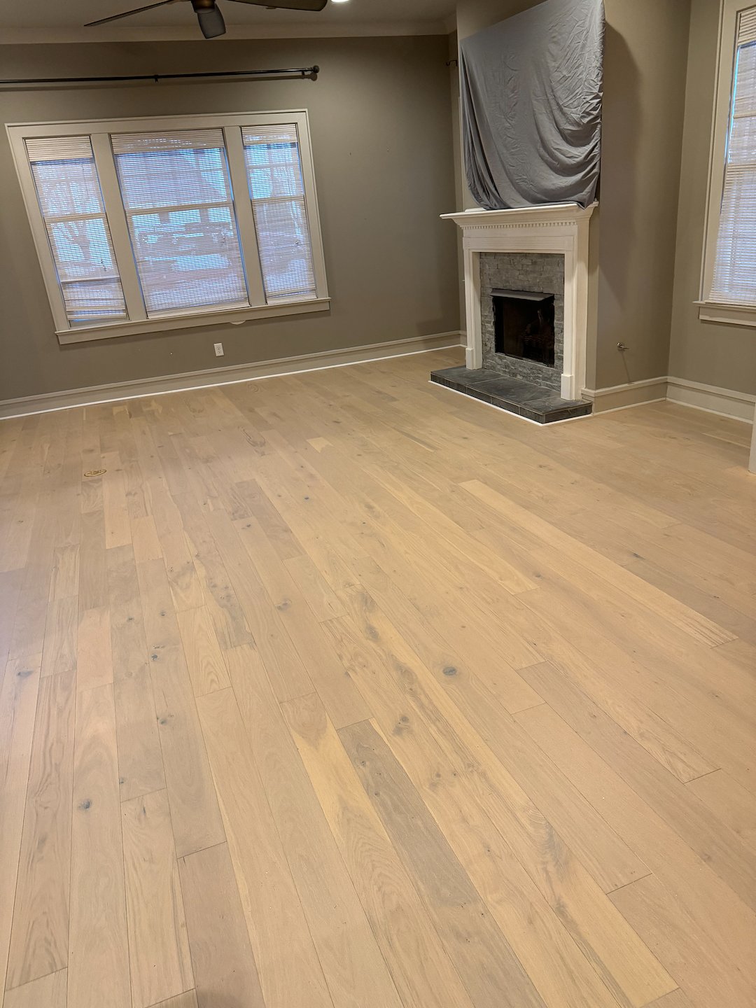 Very high quality engineered hardwood flooring installation completed in the neighborhood of Hampstead in Montgomery, Alabama.